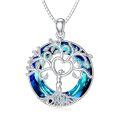 TOUPOP Sterling Silver Crystal Tree Of Life Pendant Necklace For Women-0-0