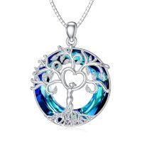 TOUPOP Sterling Silver Crystal Tree Of Life Pendant Necklace For Women-undefined