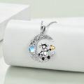 wholesale 925 Sterling Silver Moonstone Cow Pendant Necklace with Heart Charm for Women's Halloween Jewelry-0-3