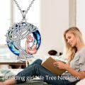 wholesale 925 Sterling Silver Pendant Blue Crystal Tree And Figure Design Necklace-0-4