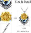 wholesale 925 Sterling Silver Blue Austrian Crystal Sunflower Heart Cremation Jewelry Urn Pendant Necklace-0-2