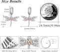 wholesale 925 Sterling Silver Dragonfly Heart Charm Leverback Hoop Earrings  for Women-0-2