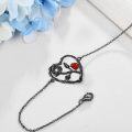 wholesale 925 Sterling Silver Red Heart & Black Rose Charm Bracelet Gift for Her-0-1