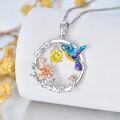 wholesale 925 Sterling Silver Synthetic Birthstone Hummingbird Necklace for Women-0-18