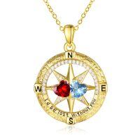wholesale 925 Sterling Silver Compass Pendant with Birthstones for Women-01-12-Jan-Dec
