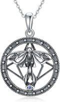 wholesale 925 Sterling Silver Moth Pentagram Necklace with Triple Moon Goddess Celtic Knot Pendant-0-0