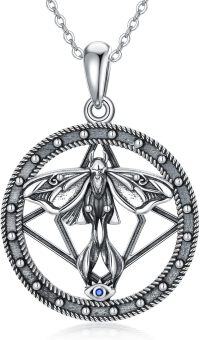 wholesale 925 Sterling Silver Moth Pentagram Necklace with Triple Moon Goddess Celtic Knot Pendant-Luna Moth