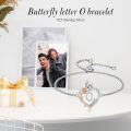 wholesale TOUPOP Rose Heart Bracelet For Women Sterling Silver Butterfly Initial O Letter Link Bracelet Anniversary Birthday Christmas Jewelry Gifts For Her Wife Girlfriend, Large -0-2