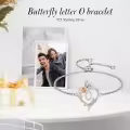 TOUPOP Sterling Silver Rose Heart Butterfly Initial Letter Link Bracelet Jewelry Gift-0-7