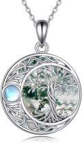 wholesale 925 Sterling Silver Moonstone Celtic Knot Tree of Life Pendant Necklace-0-0