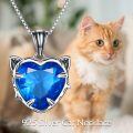 wholesale 925 Sterling Silver Cat Heart Pendant Necklace-0-4