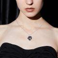 wholesale 925 Sterling Silver Heart-Shaped Bat and Skull Pendant Necklace with Black Onyx Stone-0-1