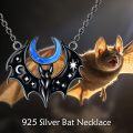 wholesale 925 Sterling Silver Blue Stone Bat & Crescent Moon Necklace with Stars and Phases Pendant-0-2