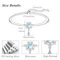 wholesale 925 Sterling Silver Moonstone Flower Dreamcatcher Adjustable Bracelet (7-8 in)  for Women Girls-0-3