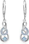 wholesale 925 Sterling Silver Infinity Blue Topaz Gemstone Leverback Earrings for Women's -0-0