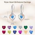 wholesale TOUPOP Aquamarine March Birthstone Earrings Sterling Silver Rose Heart Aquamarine Earrings Heart Butterfly Earrings Jewelry Anniversary Birthday Christmas Gifts For Women Her Wife Girlfriend Mom -0-4