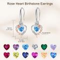 TOUPOP Sterling Silver Aquamarine Heart Butterfly Earrings-0-4