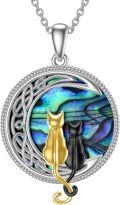 wholesale TOUPOP Cat Necklace Sterling Silver Abalone Shell Celtic Cat On The Moon With Abalone Shell Birthday Christmas Jewelry Gifts For Women -0-0