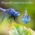 TOUPOP Sterling Silver Blue Crystal Dragonfly Urn Necklace Heart Tree Of Life Memorial Keepsake-0-2