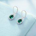 wholesale Sterling Silver Austrian Crystal Oval Halo Leverback Dangle Earrings Hypoallergenic Fine Jewelry Gifts for Women-0-11