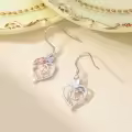 TOUPOP Sterling Silver Rose Heart Butterfly Initial D Letter Drop Dangle Earrings-0-4