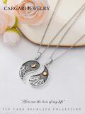 wholesale 925 Sterling Silver Mountain Ying-Yang Pendant Couples Necklaces Matching Set-0-3
