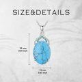 wholesale 925 Sterling Silver Natural Turquoise Stone Teardrop Shape Pendant Necklace for Women Girls Gifts Vintage Bohemian Style Jewelry 43cm Chain Length-0-5