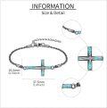 wholesale 925 Sterling Silver Turquoise Inlay Cross Charm Chain Bracelet s for Women Girls-0-4