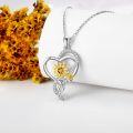 wholesale 925 Sterling Silver Yellow Gold Plated Daisy & Sunflower in Heart Shape Pendant Necklace for Women Girls  43cm Chain Length-0-2