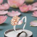 wholesale 925 Sterling Silver Lotus Flower Adjustable Ring Yoga Inspirational Jewelry-0-3
