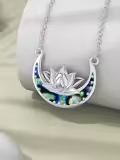 TOUPOP Sterling Silver Abalone Shell Lotus Necklace Pendant Gift-0-1