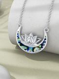 TOUPOP Sterling Silver Abalone Shell Lotus Necklace Pendant Gift-0-1
