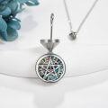 wholesale 925 Sterling Silver Abalone Shell Tetragrammaton Pentacle Locket Necklace for Women Girls Pagan  47mm Diameter with Funnel and Chain Included-0-2