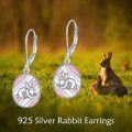 wholesale 925 Sterling Silver Rabbit Dangle Drop Earrings - Pink & White Striped Design Jewellery Gift for Her-0-2