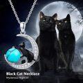 wholesale 925 Sterling Silver Turquoise Moon Cat Pendant Necklace for Women's -0-5