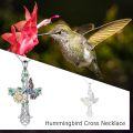 wholesale 925 Sterling Silver Enamel Flower Bird Cross Pendant Necklace for Women Girls Christian Gift Jewelry-0-2
