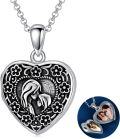 wholesale 925 Sterling Silver Photo Heart Pendant with Floral Engraving and Mother & Child Design - Holds Pictures Inside for Women's -0-0
