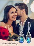 wholesale 925 Sterling Silver Teardrop Abalone Shell Leverback French Wire Boho Dangle Earrings-0-4