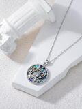 wholesale 925 Sterling Silver Round Tree of Life Pendant with Owl and Gemstones Necklace-0-2