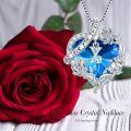 wholesale Sterling Silver Rose Heart Initial Necklace for Women Mom Wife Mothers Day Christmas Birthday Gifts-0-5