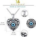 wholesale S925 Sterling Silver Blue Evil Eye Stone Flower Locket Necklace – Hypoallergenic, Adjustable Chain, Gift Box Included-0-4