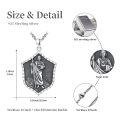 wholesale 925 Sterling Silver Jesus Christ Shield Pendant Necklace Oxidized Finish Mens Religious Jewelry-0-3