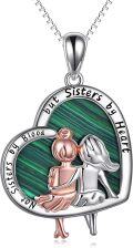 wholesale 925 Sterling Silver Malachite Heart Shape Pendant Necklace - Metal Stone Sisters  for Sister-in-Law-0-0
