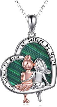wholesale 925 Sterling Silver Malachite Heart Shape Pendant Necklace - Metal Stone Sisters  for Sister-in-Law-Malachite
