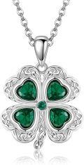 wholesale 925 Sterling Silver Green Crystal Four-Leaf Clover Charm Necklace Gift for Women-0-0