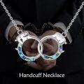 wholesale 925 Sterling Silver Handcuff Necklace with Turquoise/Abalone Pendant for Women-0-4