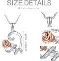 wholesale 925 Sterling Silver Diamond Rose Heart Pendant Necklace for Women - Valentines Day Gifts-0-3