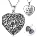 TOUPOP Sterling Silver Mother Locket Necklace Holds 2 Photos Heart Tree Of Life Jewelry Gift-0-0