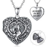 TOUPOP Sterling Silver Mother Locket Necklace Holds 2 Photos Heart Tree Of Life Jewelry Gift-undefined