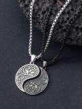 wholesale 925 Sterling Silver Yin Yang Pendant with Floral Design Couples Necklaces Matching Set for Women Men-0-3